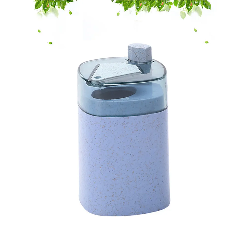 Automatic Toothpick Holder Wheat Straw Plastic Pop-Up Dispenser Portable Case for Home Office Travel Decoration Blue