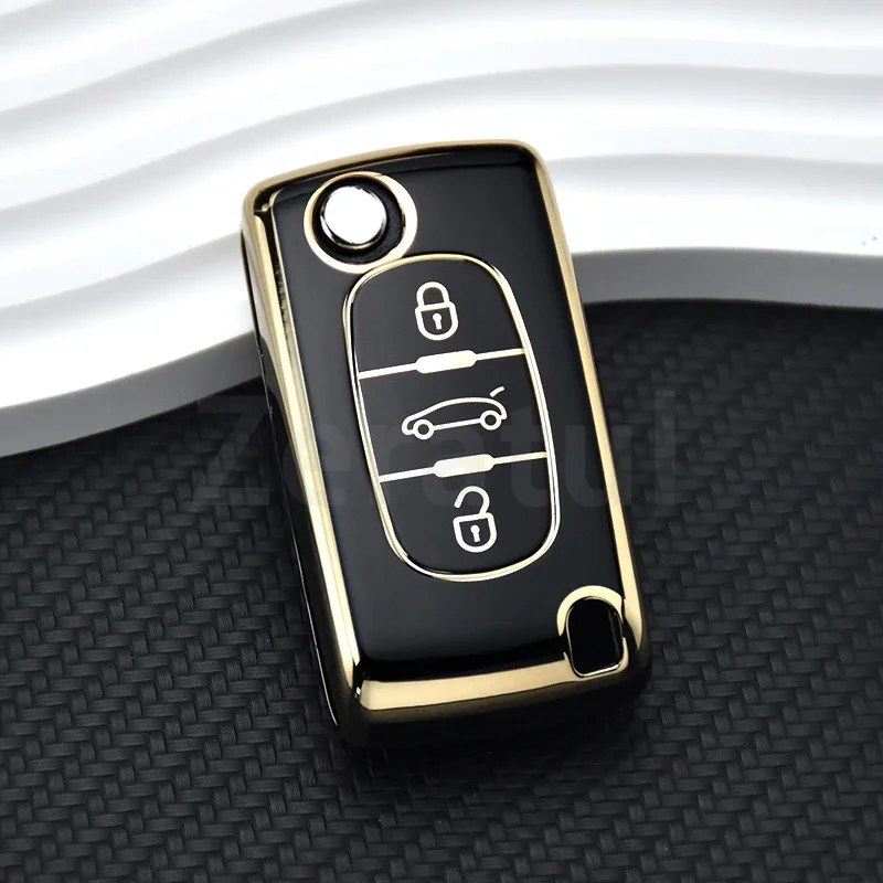 Dla Citroen C2 C3 C4 C5 C6 Xsara Berlingo TPU Flip Remote Car Key Case Cover Dla Peugeot 207 307 308 407 607 807 Protector Fob