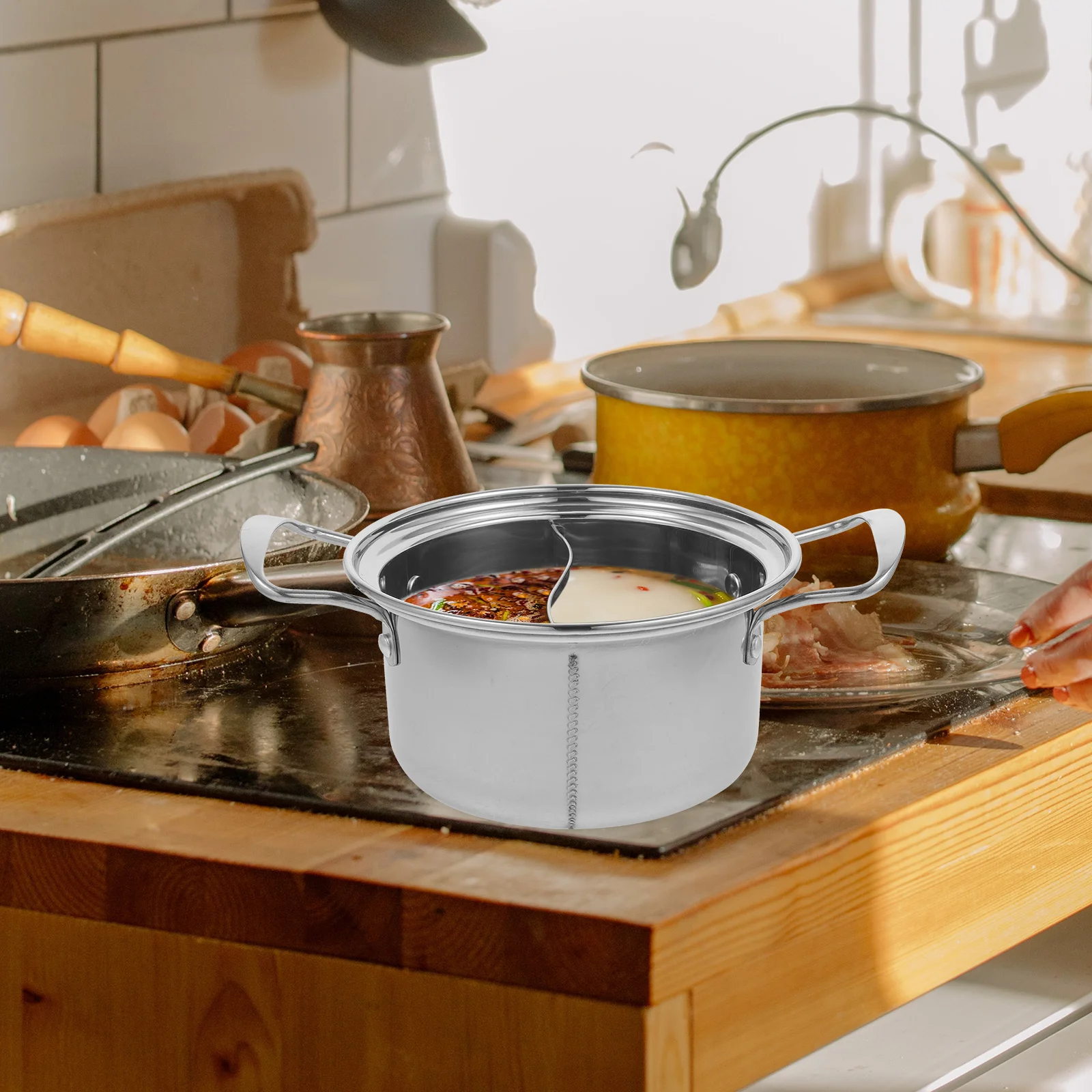 

Stainless Steel Soup Small Kitchen Hot Pan Ramen Noodle Cooking Pot Stockpot With Lid Food Stew Pot Spaghetti Milk