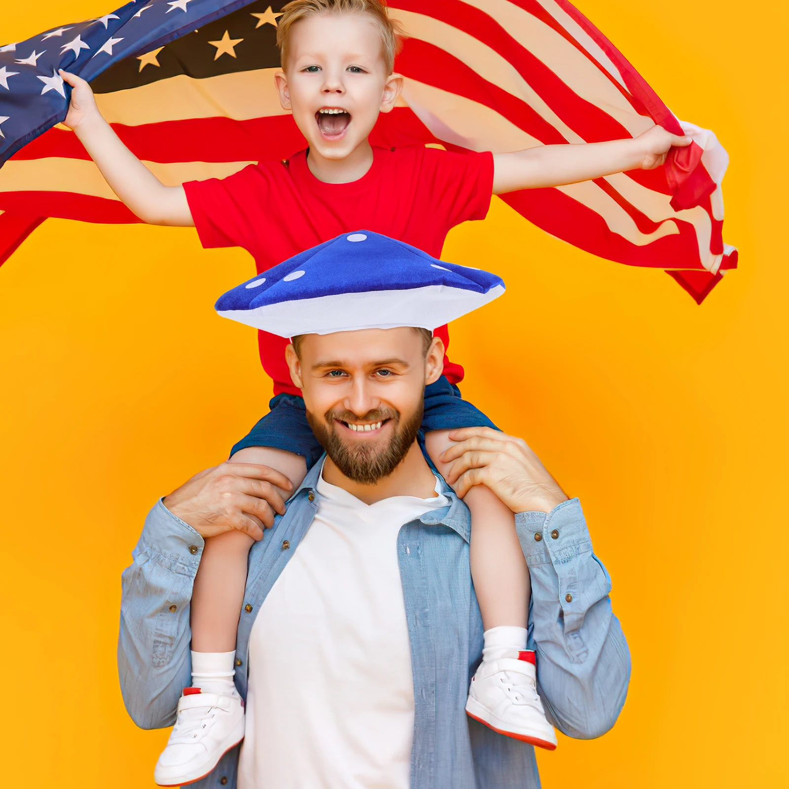 

Mushroom Hat Headdress Mushrooms Fuuny Hats Berets Blue Cloth Food Costume Child