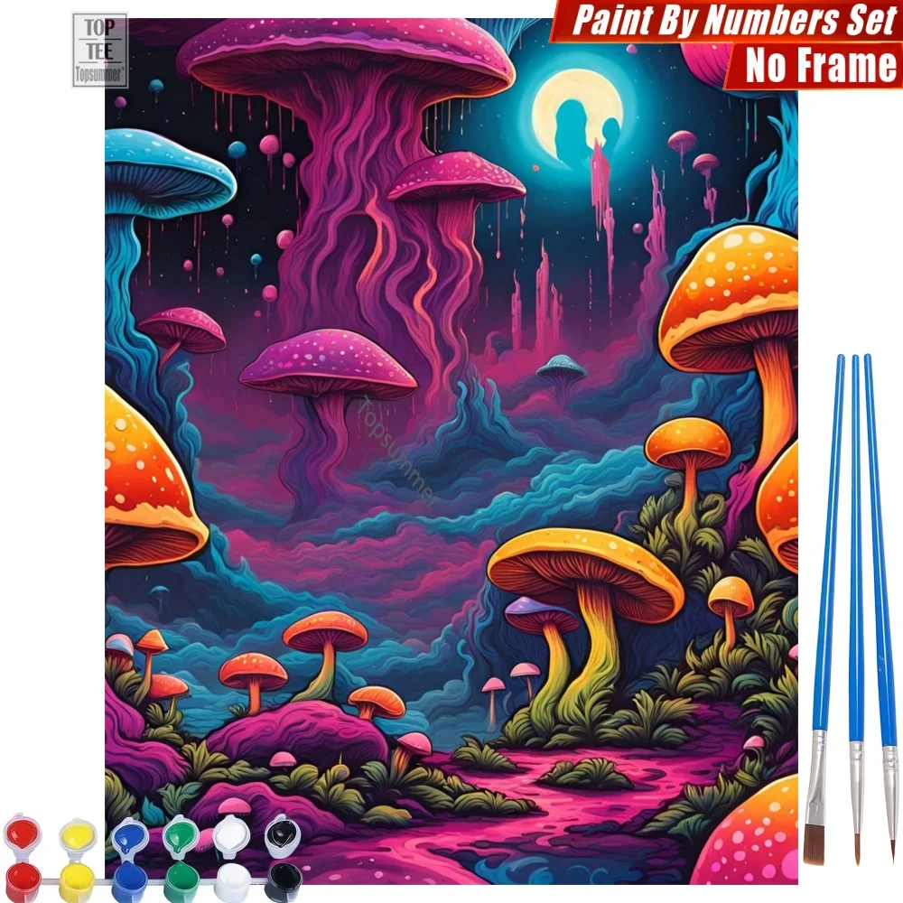 

Fantastic Mushroom Forest Painting By Number Set - Splendid Moonlight Mystery Family Gatherings Halloween Gift For Dad