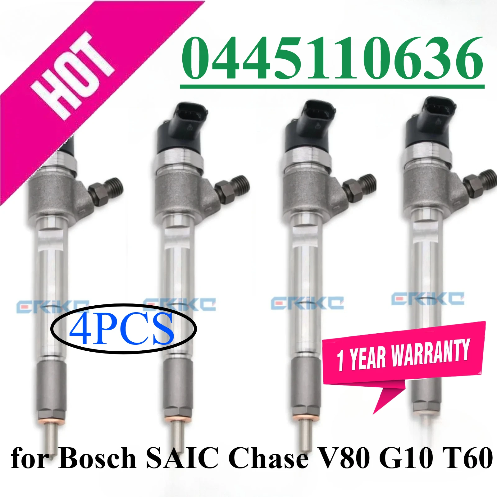 4PC 0445110636 Common Rail Injector 0 445 110 636 Fuel Dispenser Inyector 0445 110 636 for SAIC Chase V80 G10 T60