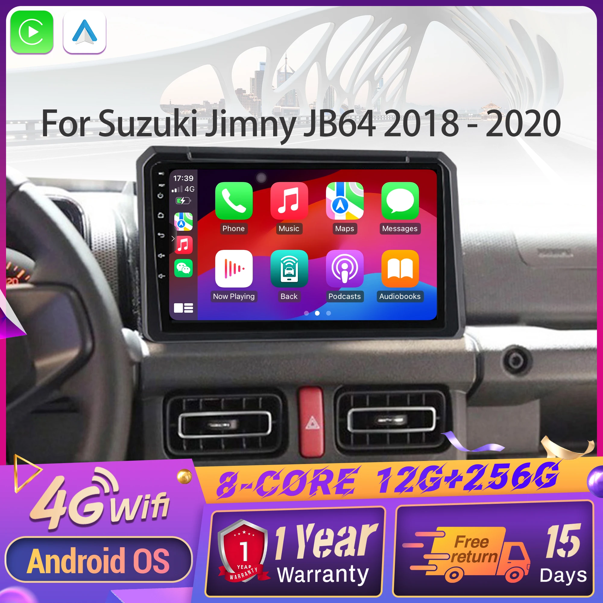 

Автомобильное радио Android 14, для Suzuki Jimny JB64 2018-2020, мультимедийная навигация, 4G GPS, беспроводной CarPlay, сенсорный экран, Bluetooth, стерео
