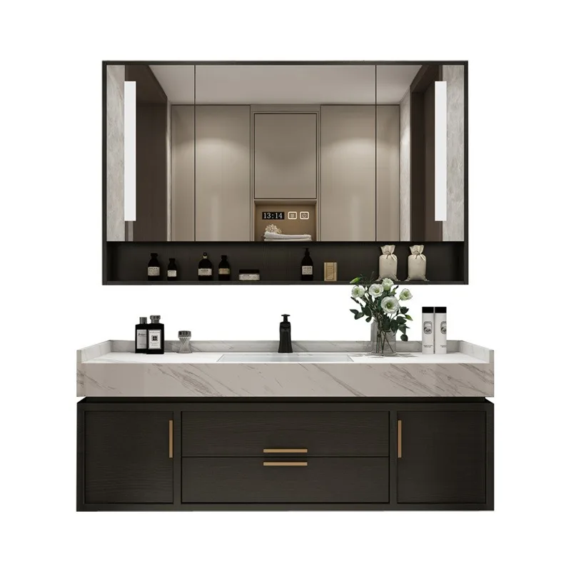 

Bathroom cabinet combination smart light luxury modern simple sink washbasin bathroom marble washbasin cabinet