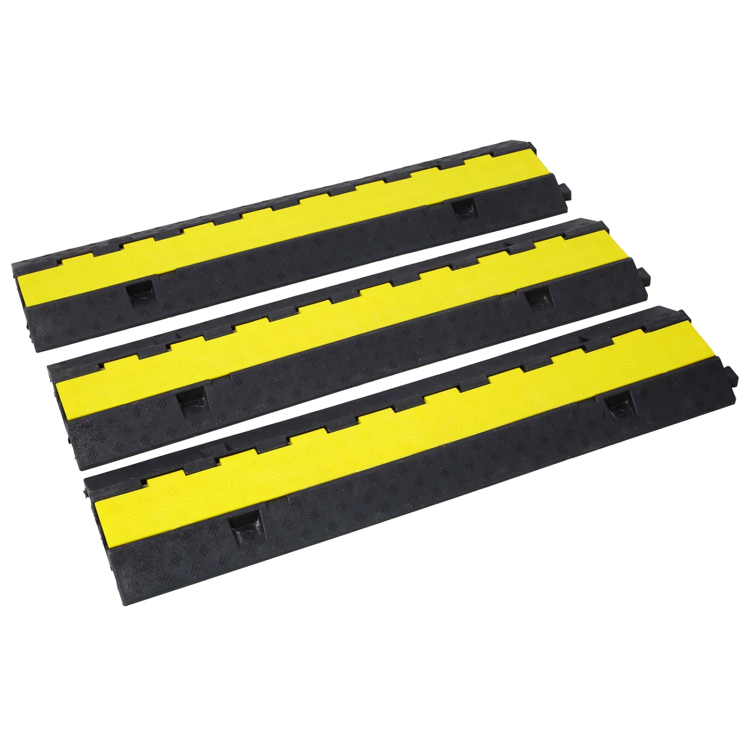 Cable Protector Ramp, 2 Channel Speed Bump, Rubber Modular Speed Bump, 11000 LBS Load Capacity, Driveway Traffic Bumps, 3 Packs