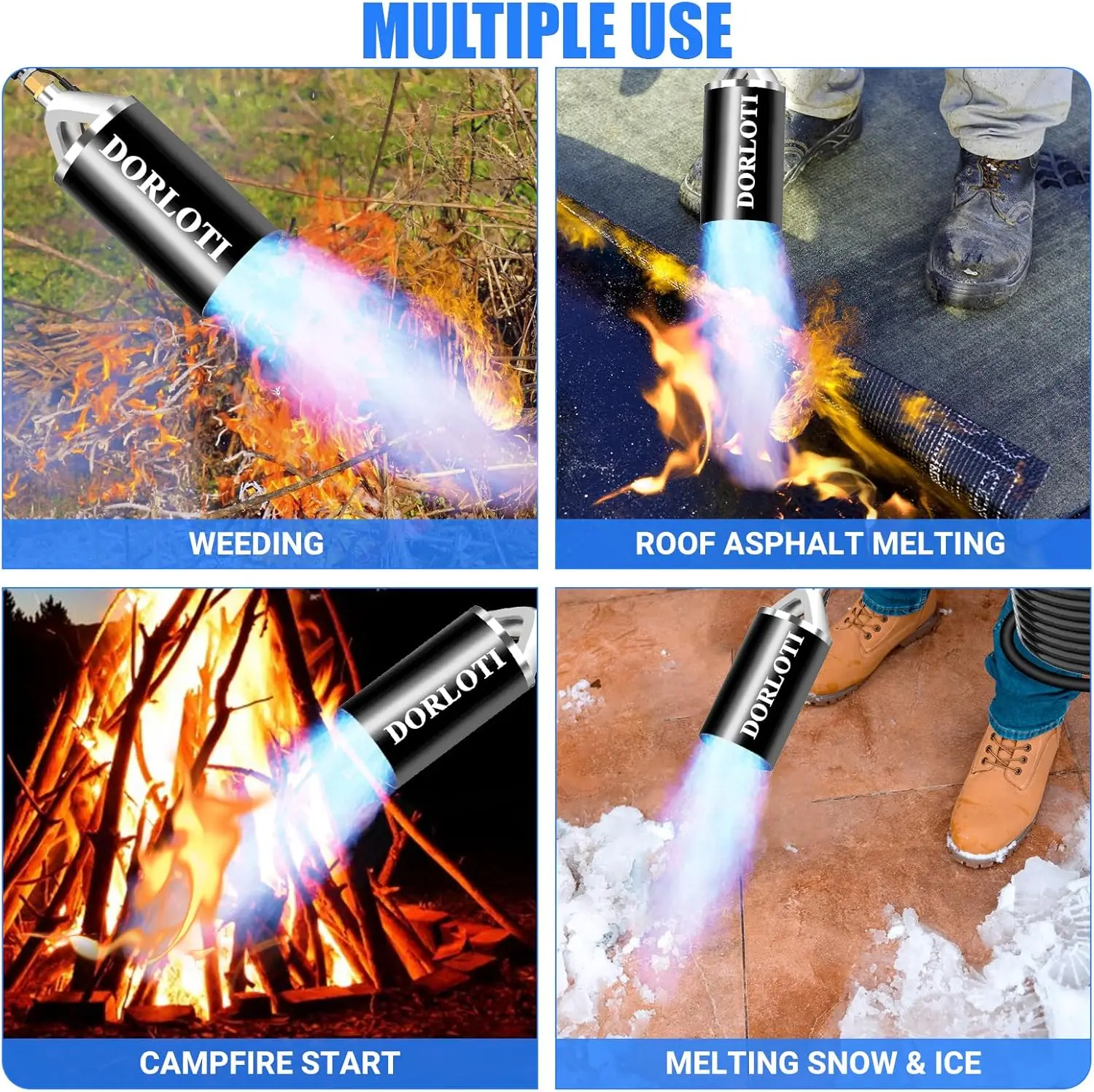 High-Output Propane Weed Burner Kit with Self-Igniter, Turbo Trigger & 10FT Hose for Weeding, Roofing, Melting Ice