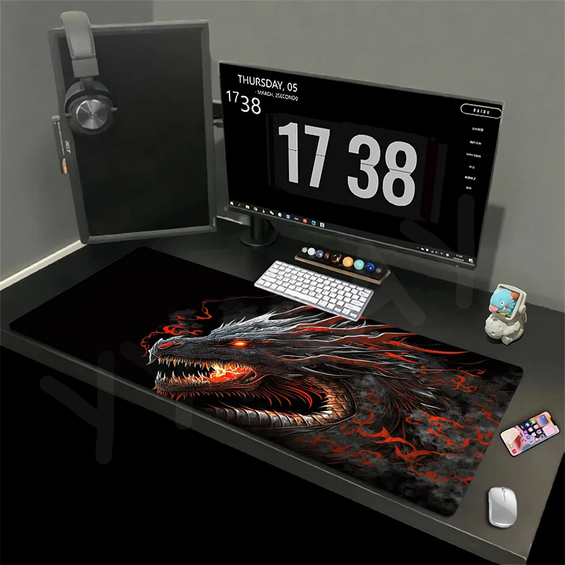 Tapis de souris Dragon Original Large Gamer, sous-clavier, polymères XXXL, tapis de souris en caoutchouc, tapis de bureau design, lea, 30x80cm