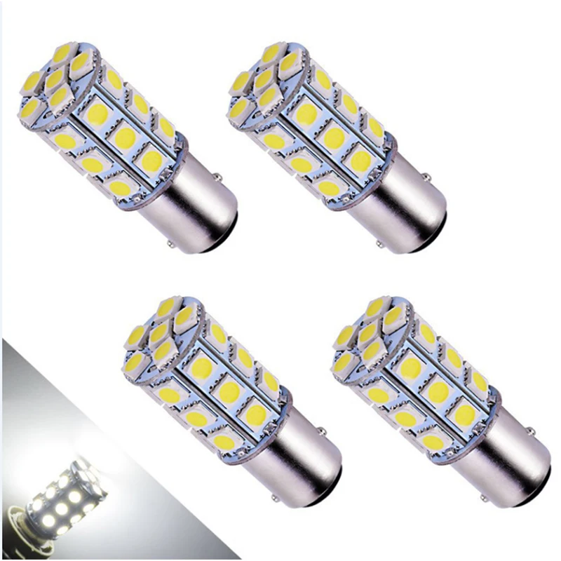 2pcs 1157 P21/5W BAY15D S25 1156 BA15S P21W LED Lights Car 5050 27SMD Turn Signal Bulbs Auto Reverse Light Brake Lamp 12V white