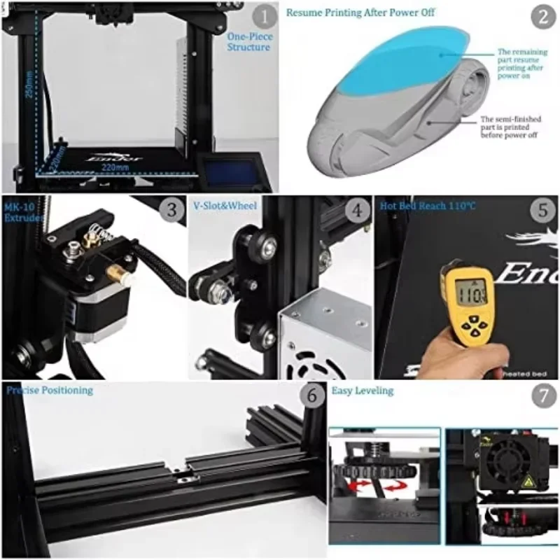 3D-Drucker DIY Kit 3D-Drucker Große Größe I3 Mini Lebenslauf Stromausfall Drucker Ender 3 Impresora 3D