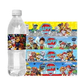 Paw Patrol Theme Water Bottle Stickers Labels Baptism Baby Shower Birthday Decor Supplies Dogs Party Water Bottle Wrappers