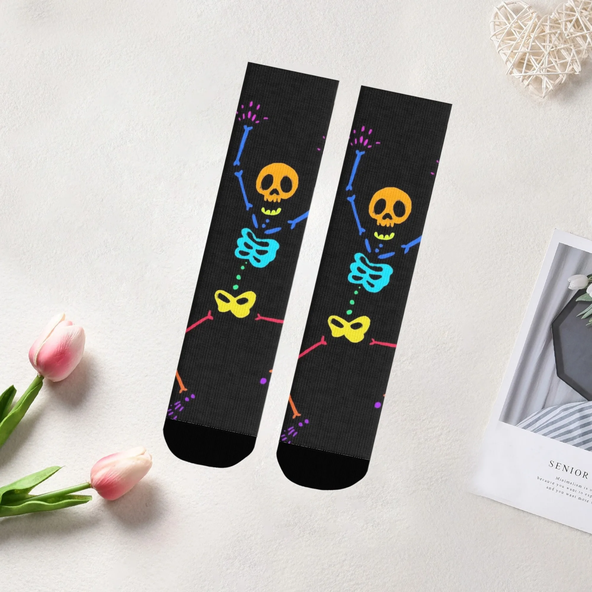 

Готические темные носки до середины икры с черепом и принтом в готическом стиле, крутой тон, темный цвет, унисекс, теплые, мягкие для крутых вечеринок, уличная одежда