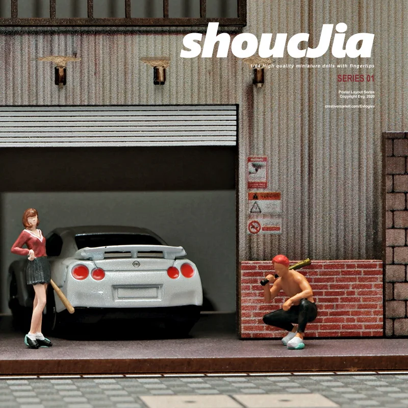 Diorama de resina escala 1:64 Mini figuras Miniatura escenas de garaje Minifiguras modelo Kit DIY artesanía juguetes figura de Anime coleccionable