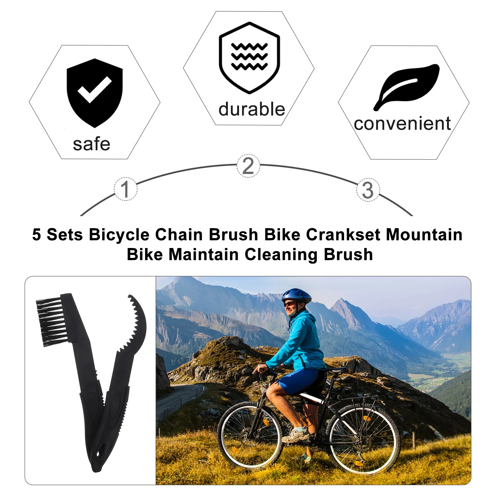 5Sets Bicycle Cleaning Tool Set Compact Lightweight Chain Crankset Brushes for Road Bikes Daily Wash Chain Brush