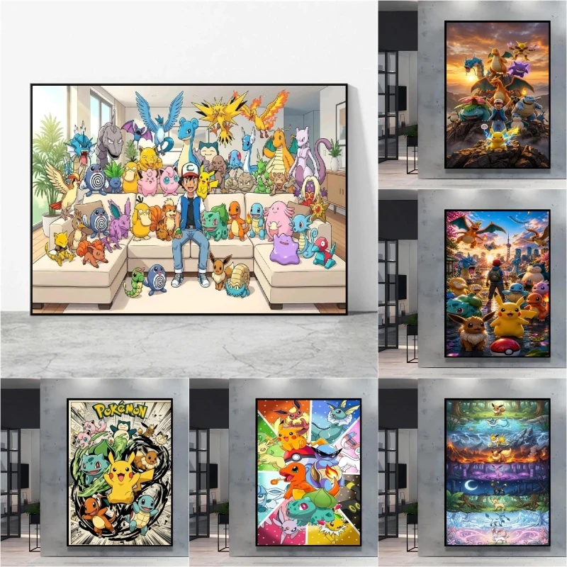 Resin Art Work - Leinwand-Kunstwerk Gemälde Pokemon-Charakter Poster Kinderspielzeug Cartoon-Bild