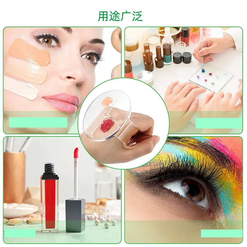 Transparente Acryl-Farbmischplatte mit Griff, runde, flache und flüssige Grundierung mit vier Gittern, Farbmischplatte für Make-up-Werkzeug