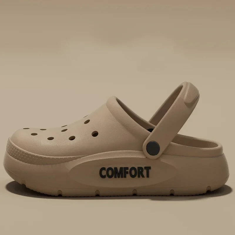 Rutschfeste Paar-Hausschuhe mit Hohlkappe für drinnen und draußen, lässige dicke Sohlen, Damen- und Herren-Slipper, Sommersandalen für Erwachsene. – Detail 7