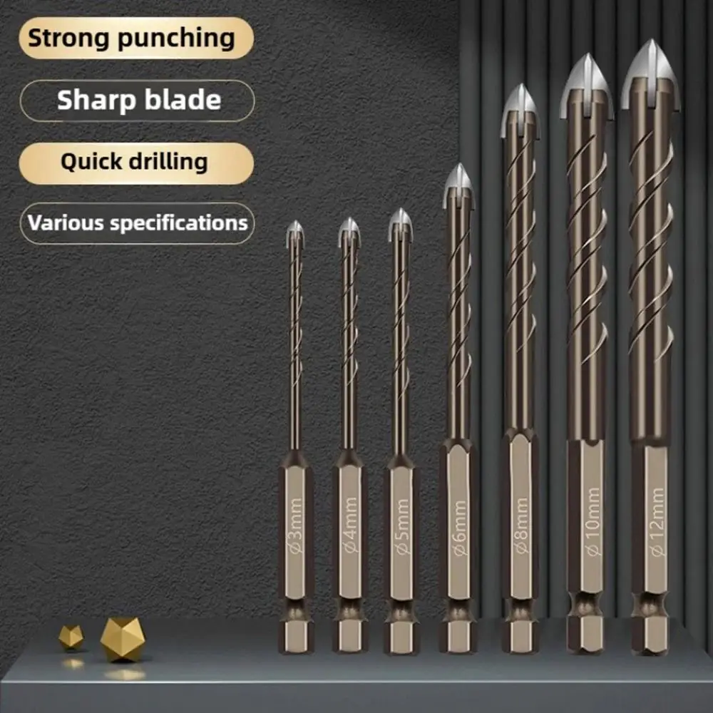 

3 -12mm Cross Tile Drill Bits Set Four-Edged Anti Slip Hex Shank Screwdriver Drill Bits Precision Drilling High Hardness