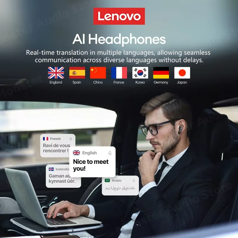 Lenovo-Écouteurs sans fil GM2 Pro, Bluetooth 5.4, casque de jeu, sauna, téléphone, traduction en temps réel, bricolage