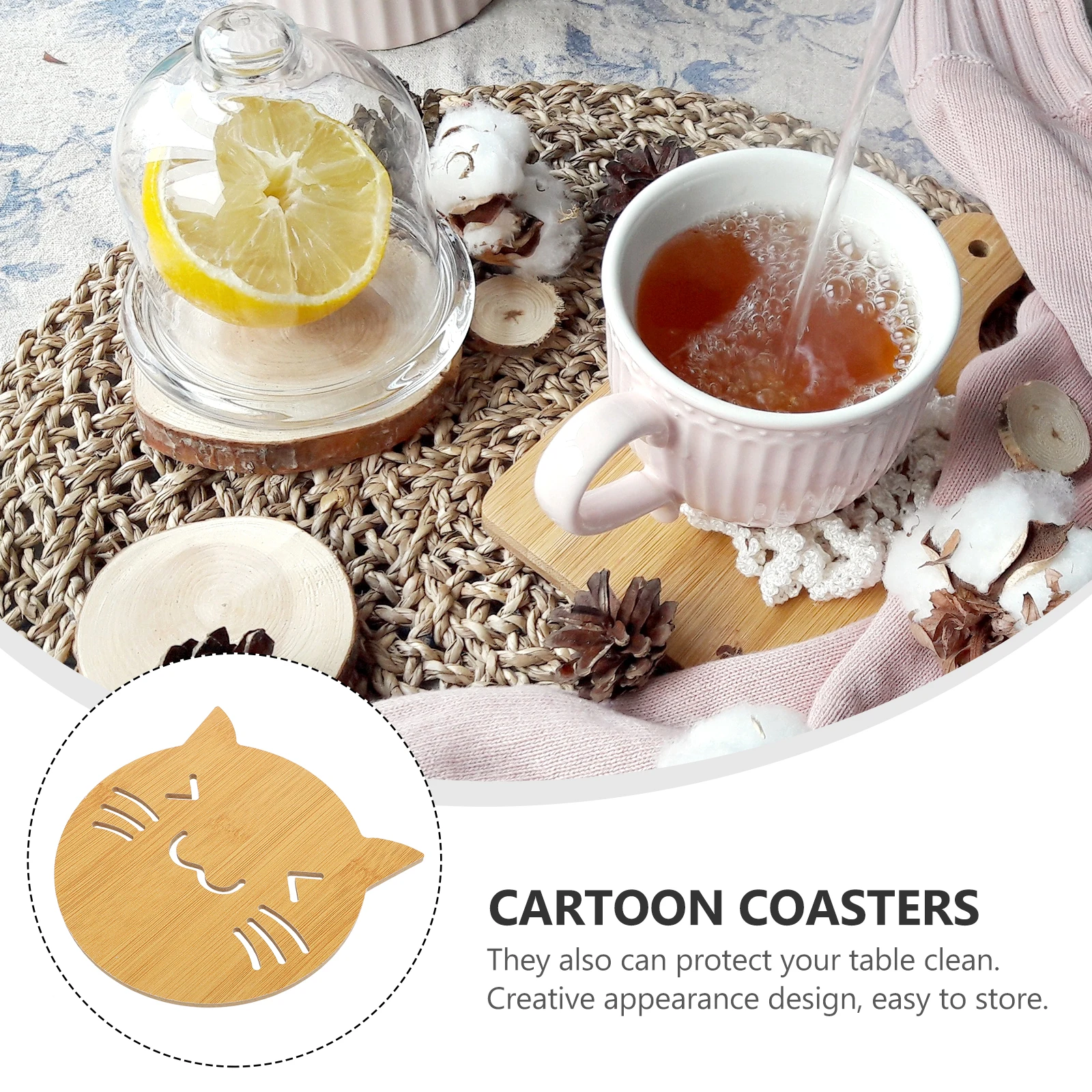 

3 Pcs Wooden Christmas Placemat Dining Table Mats Dinning Coasters Non- Luxury