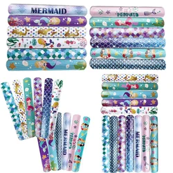 48-72pcs Disney Frozen Mermaid Clap Circle Child Multiple Styles Theme Birthday Party Decoration Kids Toy Gift Slap Bracelets