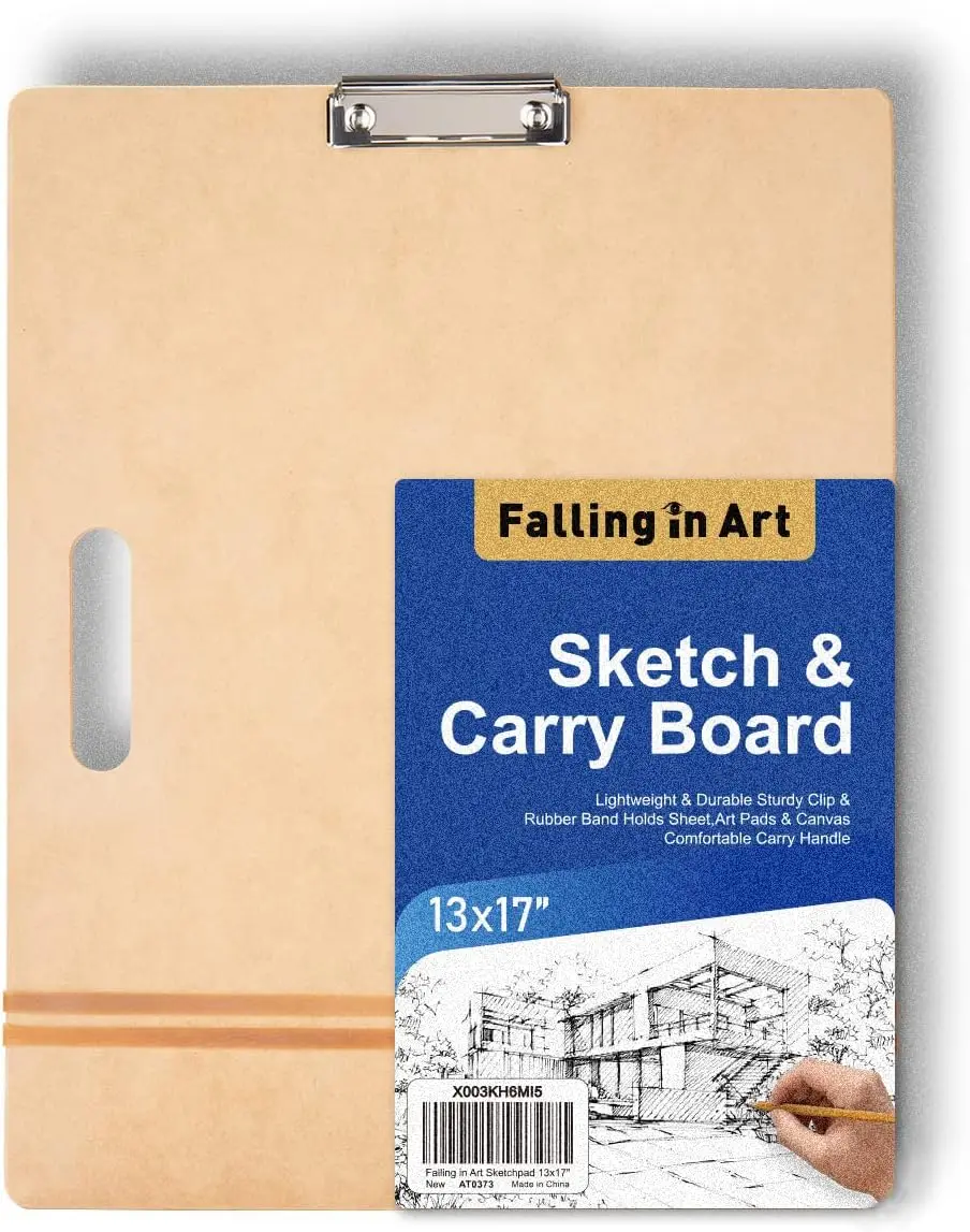

Professional Sketch Board 13x17, Portable Drawing Tote with Sturdy Clip and Rubber Bands for Artists, Classroom & Studio