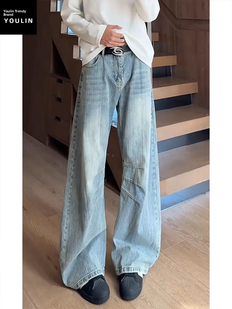 

High Waist Straight Leg Cleanfit Jeans Men's Extended Length Bell Bottoms Bamboo Node American Style Casual Daily Wear