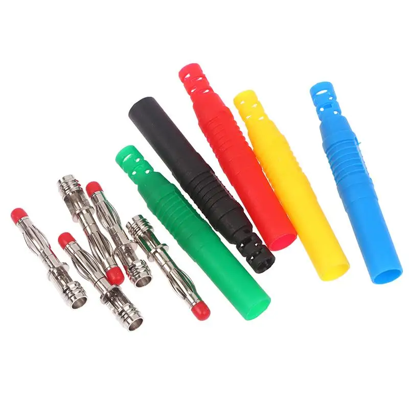 5pcs Insulated Safety Seal Protection Shrouded 4mm Banana Plugs Solder DIY Connectors Adapters For Multimeter Test
