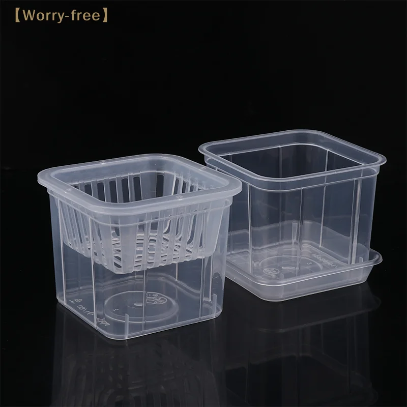 Transparent Square Plastic Planter For Phalaenopsis Seedling Pot Leaky Hole Observation Pot For Greenery Home Hydroponics Tools