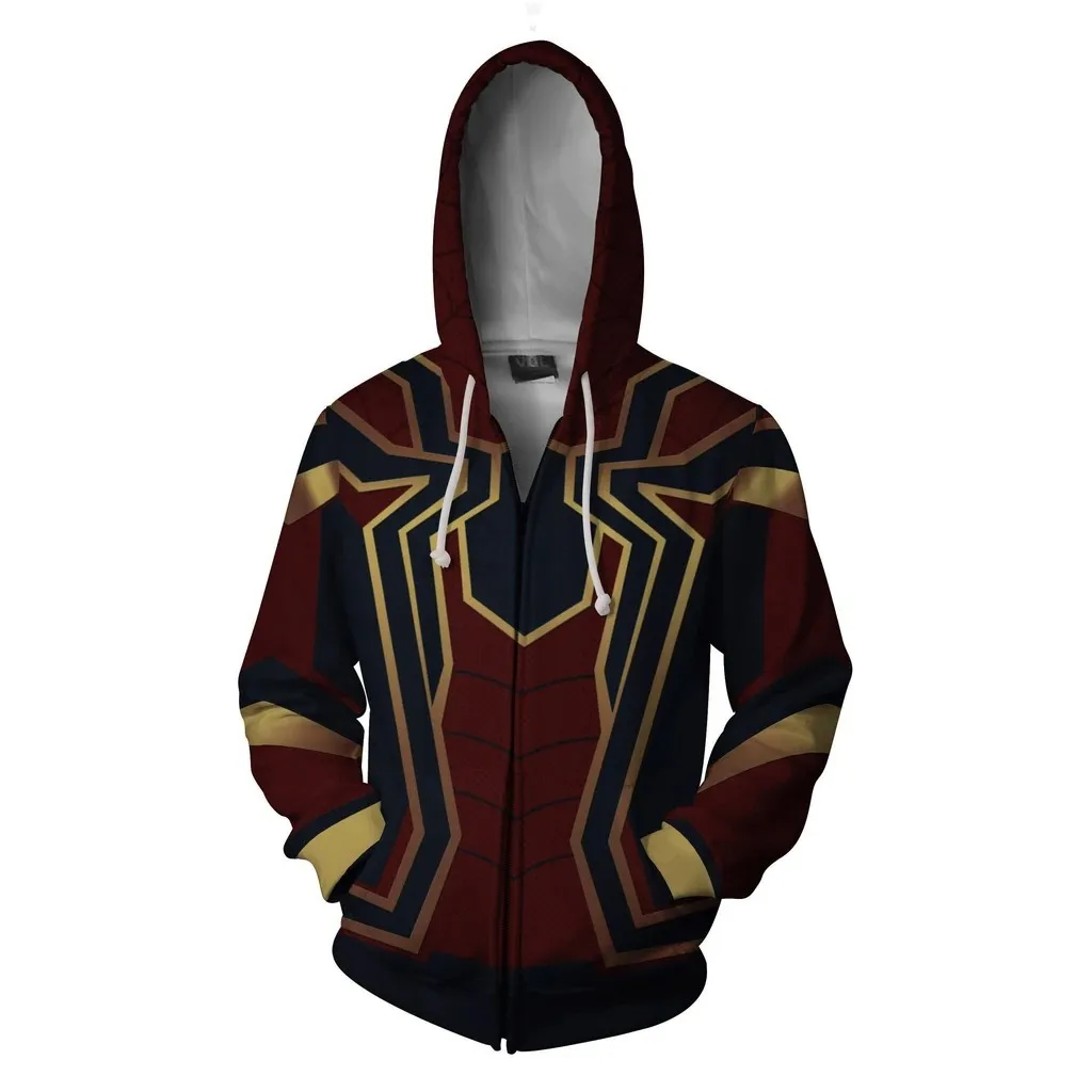 Film Spider Miles Morales Costume Cosplay stampa 3D giacca con cerniera film felpa con cappuccio cappotto felpe con cappuccio abbigliamento di