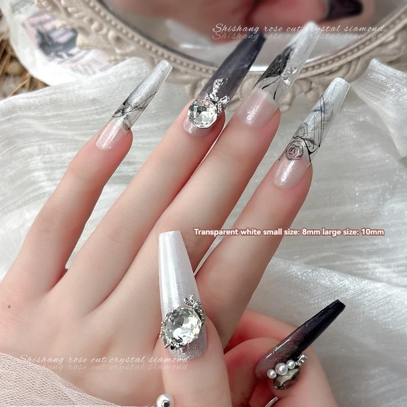 8*8/10*10mm kwadratowe ośmiokątne cyrkonie do zdobienia paznokci szpiczasty dolny kryształ do akcesoriów do dekoracji Manicure 10 sztuk