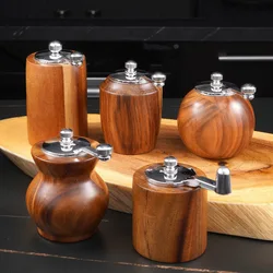 Wood Salt Pepper Mill  Hand Operated Mini Ceramic Core Grinder Pepper And Salt Shakers Multipurpose Grinder BBQ Kitchen Tools