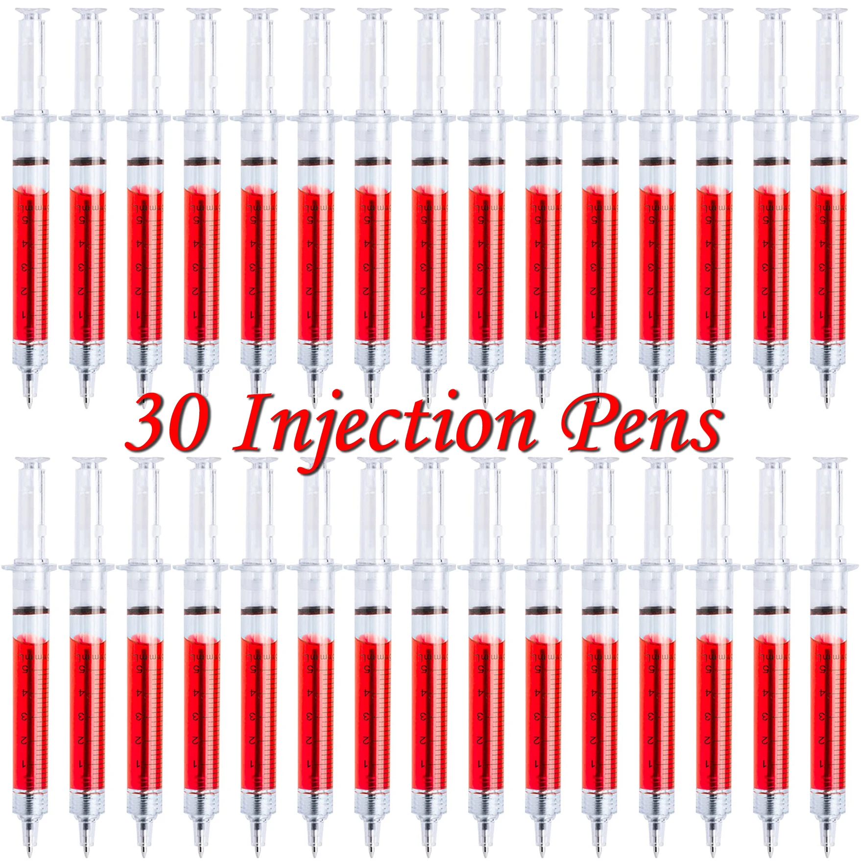 30Pcs  Injection Red Type Ball Point Pen Doctor Nurse Gift Liquid Pen Color Syringe Pens Office School Supplies