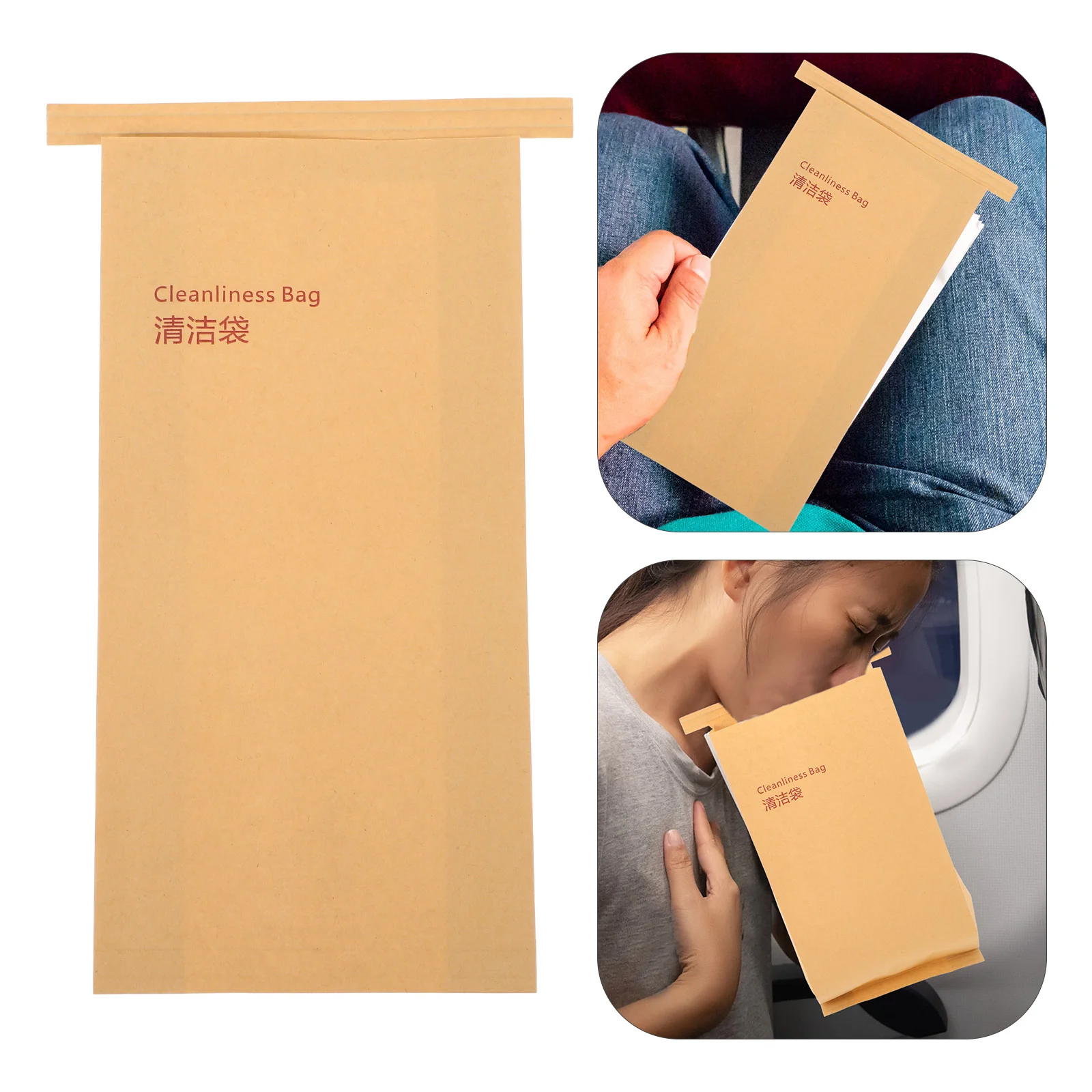 50 Pcs Travel Barf Bag Dump Pouch Motion Sickness Bags Paper Carsickness Vomit for Outdoor Portable