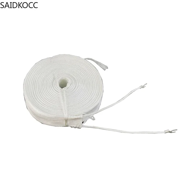 SAIDKOCC เทปทําความร้อนความกว้าง 3/5 ซม. 220V 500 ℃ แก้วไฟเบอร์ฉนวนกันความร้อนอุณหภูมิสูงริบบิ้น pratical วาล์วความร้อนเรือ