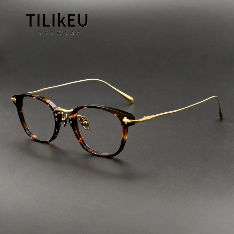 

Japanese Designer Handmade Spectacle Trend Acetate Titanium Ultralight Retro Square Men's Glasses Frames Luxury Women's Eyewear