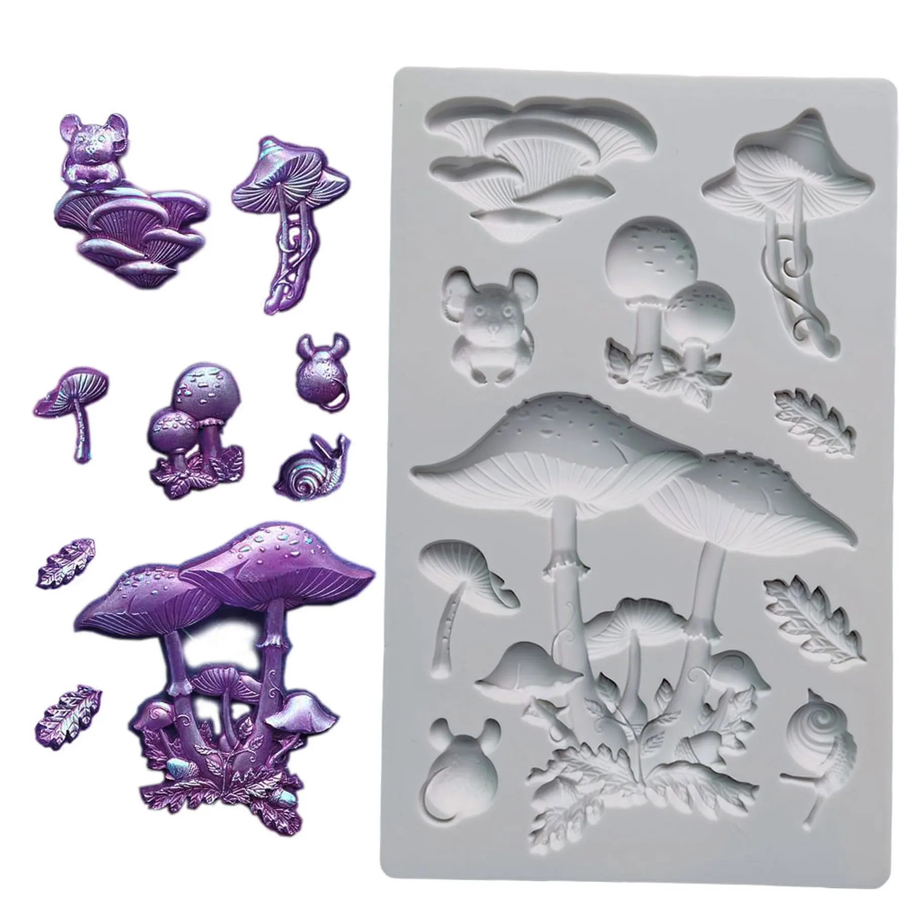 Forest Floor ,Mushroom Silicone Mould Fondant Cake Tool Gumpaste Mould, Sugarcraft, Chocolate Forms,Kitchen Accessories