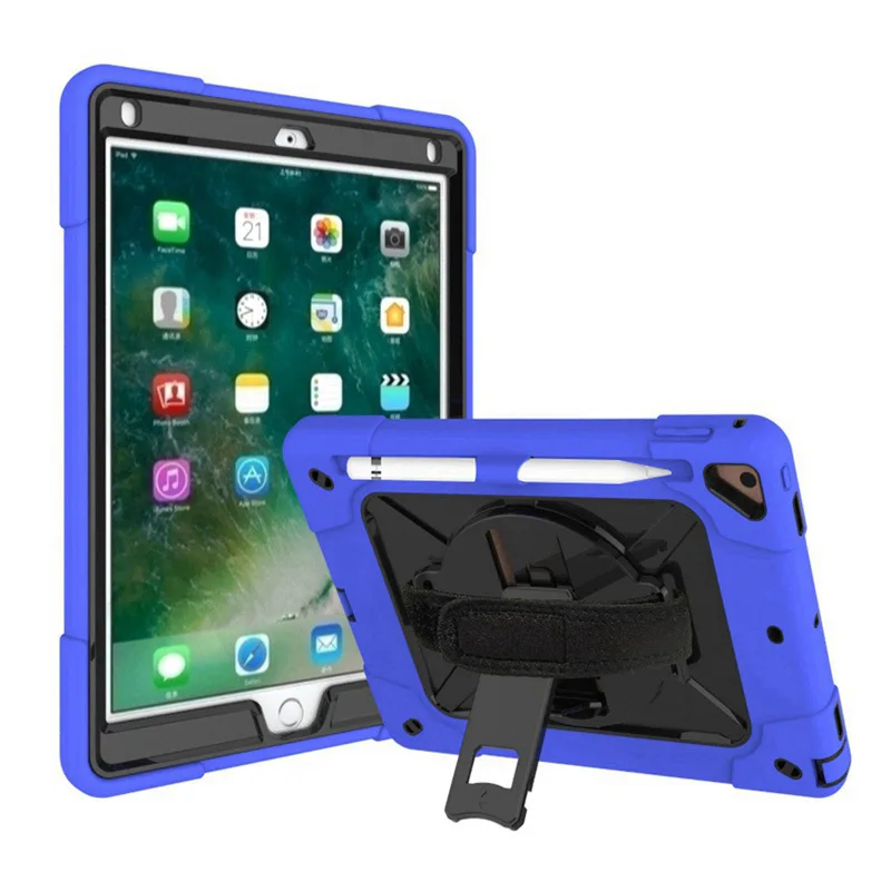 360 Rotation Hand Strap Kickstand Funda Tablet Protective For iPad 9.7 2018 2017 Air 2 Pro 9.7 2016 A1822 A1823 Case + FilmPen