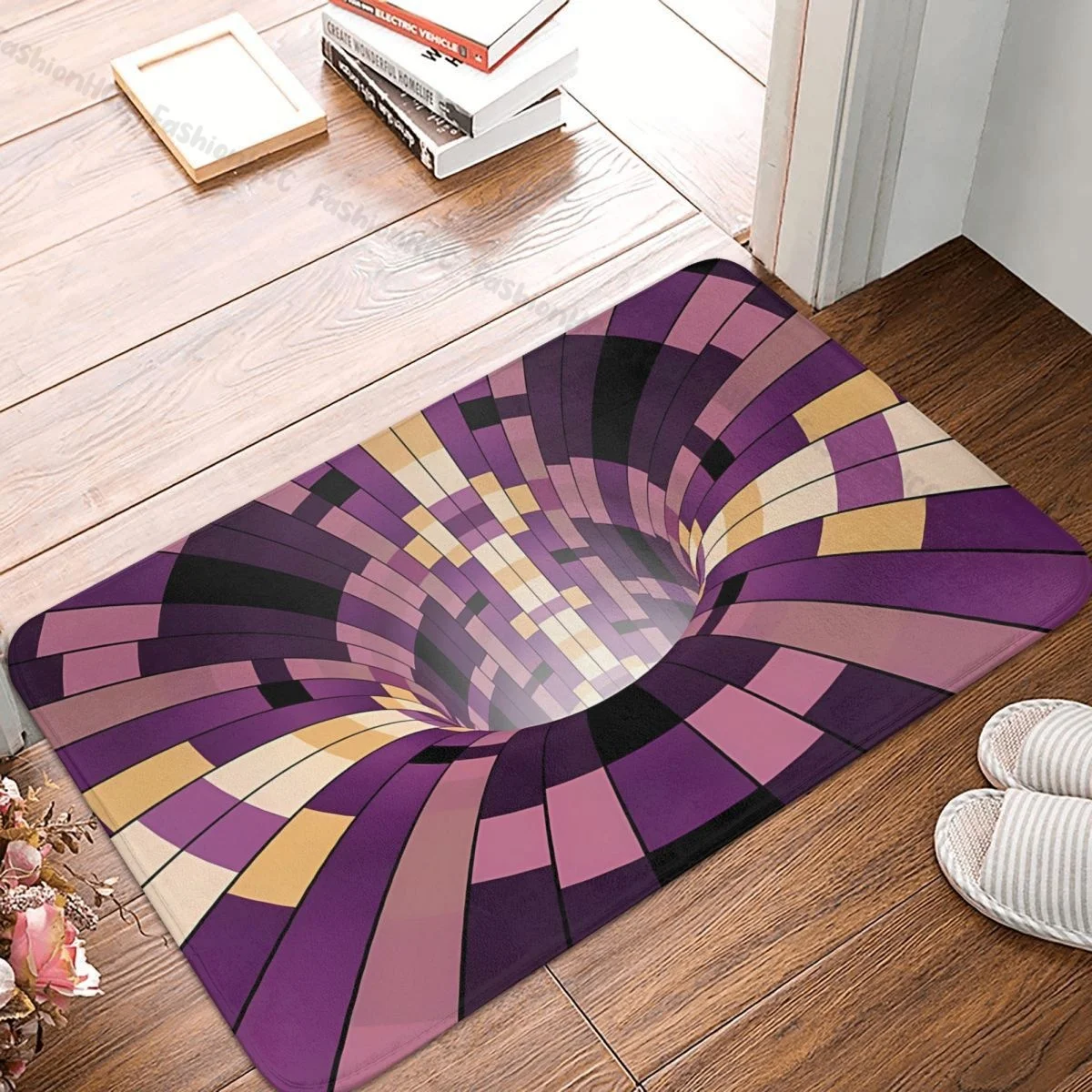 3D Vortex Illusion Non-slip Doormat Colorful Abstract Bath Kitchen Mat Outdoor Carpet Flannel Modern Decor