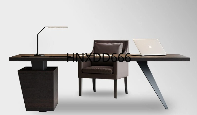 

Italian minimalist desk light luxury modern designer high-end solid wood desk