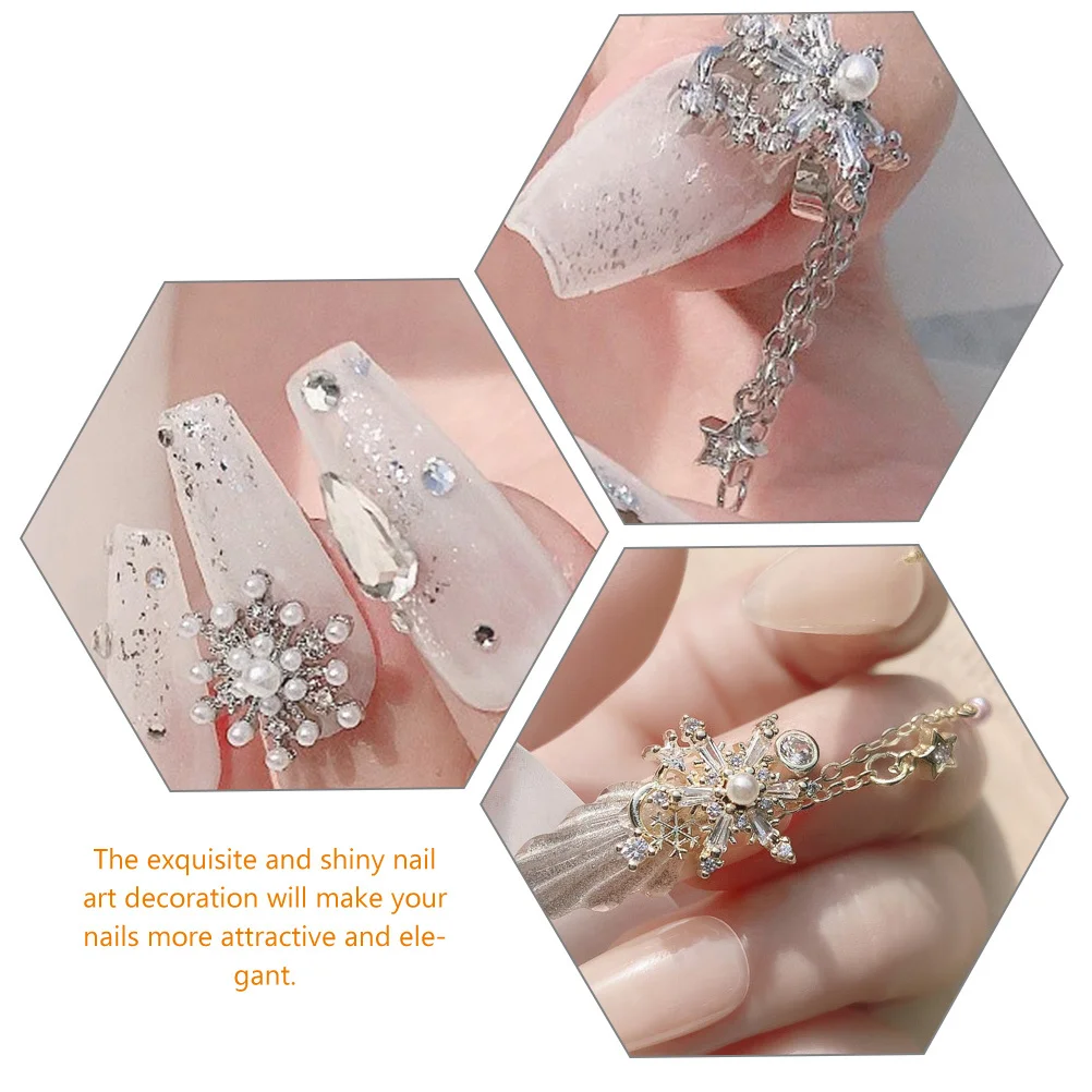

4Pcs Snowflake Nail Charms Alloy Nail Art Decoration Elegant DIY Fingernail Jewelry Christmas Party Prom Manicure Charms
