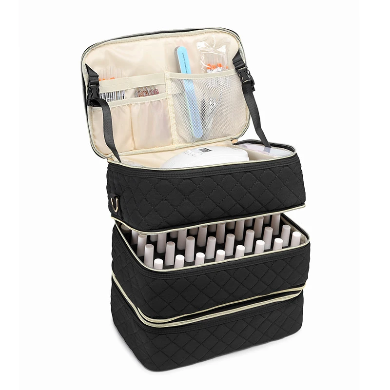 

3-Layer Nail Polish Storage Bag Pack 60/80 Bottles Nail Light Set Supplies Storage Bag Portable Nail Art Storage Bag