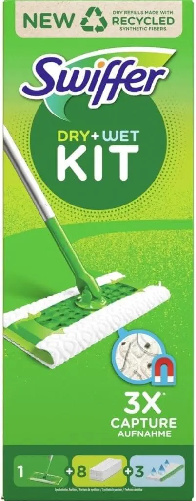 

- Starter Kit for Cleaning Floors with 1 mop, 8 Refills for Dry and 3 Wet Wipes - 1 Piece