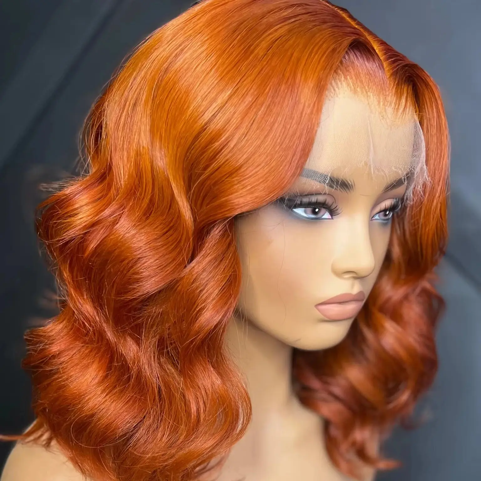 

180Density Ginger Orange Color 6x6 HD Transparent Body Wave Lace Frontal Human Hair BOB Wig 4x4 Lace Front Wigs For Women