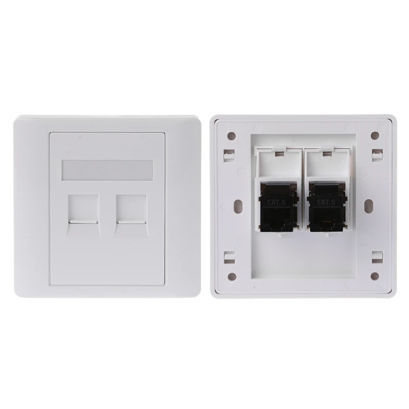Concealed Ethernet Wall Plate 2 Ports CAT6 RJ45 Computer Telephone Power Outlet Wall Powerline Adapter Easy to Install