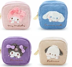 Bolsa de maquillaje de pana bordada con dibujos animados, conejo Kawaii, bolsa de almacenamiento multifuncional para artículos diversos