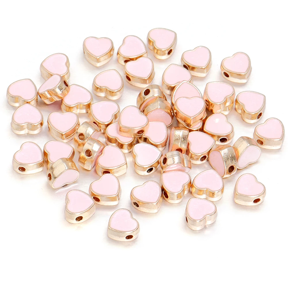 10 Stück/Lot 8mm Legierungs-Doppelseitige Herz-Emaille-Perlen für Schmuckherstellung, Charms, Lose Zwischenperlen, DIY Armband Halskette – Detail 9