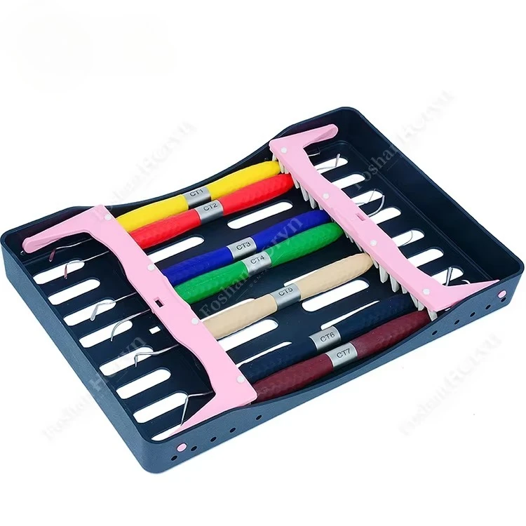 ชุดอุปกรณ์อุดฟันเรซินคอมโพสิต 6 ชิ้น พร้อมไม้พายหัวชุบไทเทเนียม ด้ามจับหนา สำหรับงานบูรณะ