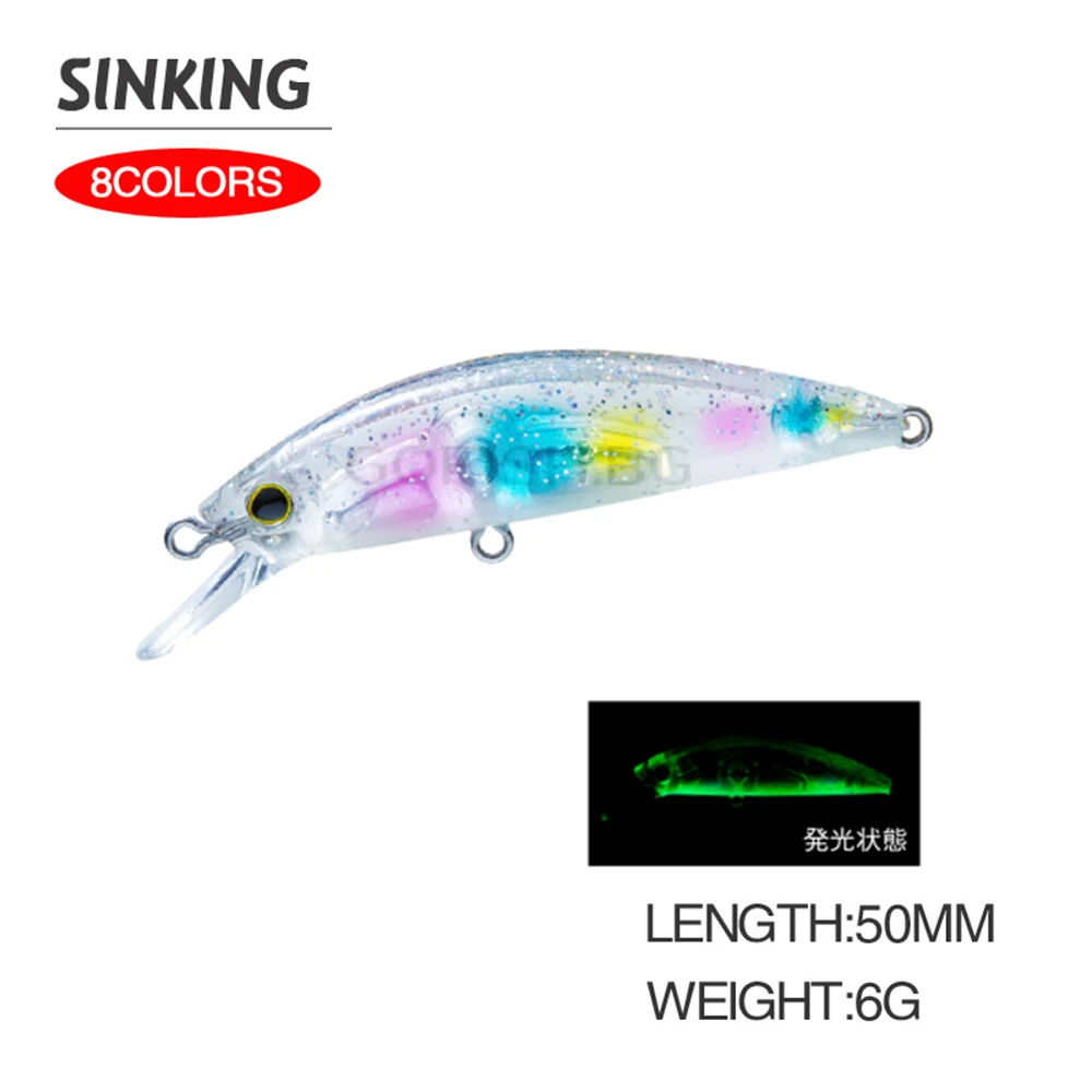 Fishing Lure 50mm 6g  Bass Bait Hardcore LG Heavy Minnow 50S Wobbler Sinking Jerkbait Swimbait Artificial Hard Bait Trout Bait