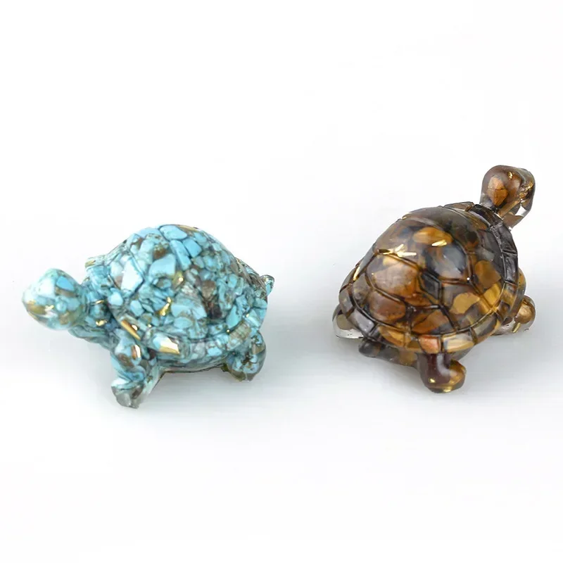 Kawaii Artificial Turtle Figurines Crushed Crystal/Stone Transparent Epoxy Resin Figurine Home Decorations