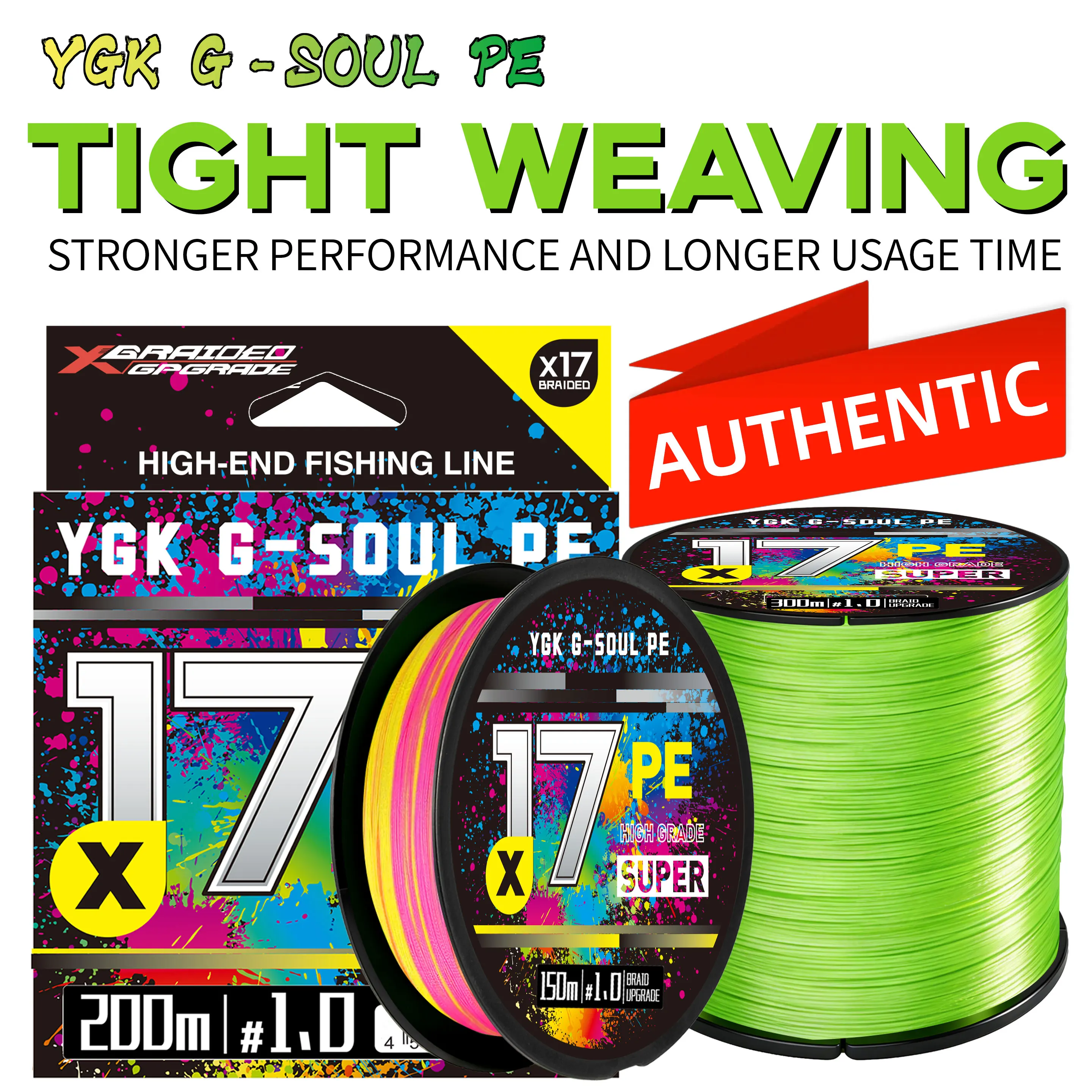 YGK X-Braid X17 – Trenzado PE 8 hebras multicolor para agua salada - imagen 3
